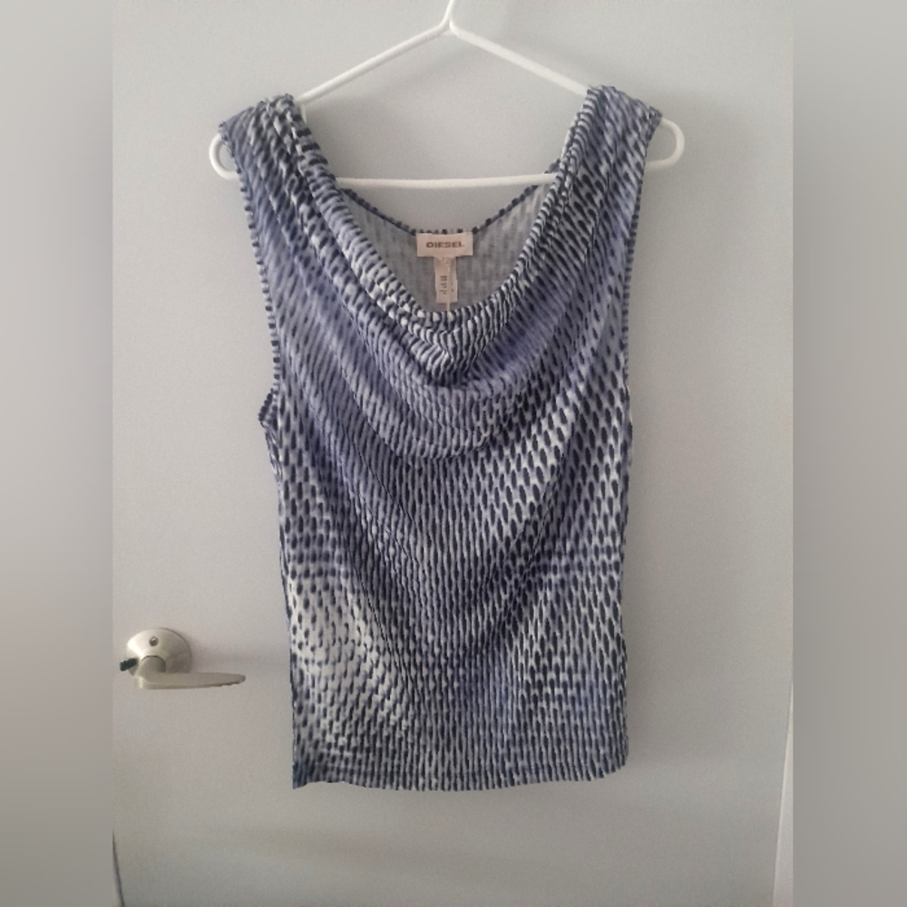 Diesel Blue and White Women's Top